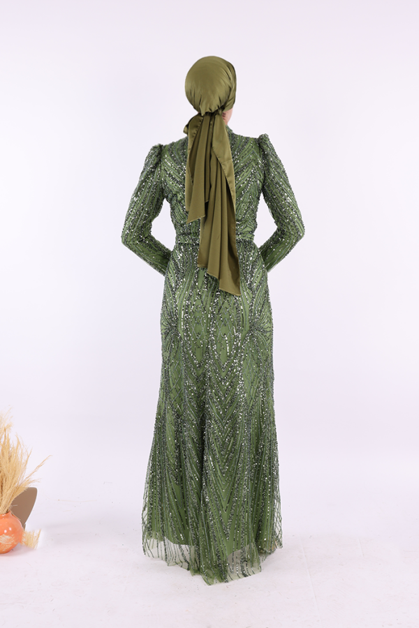 Taşlı Abiye 7143 Zümrüt - 4