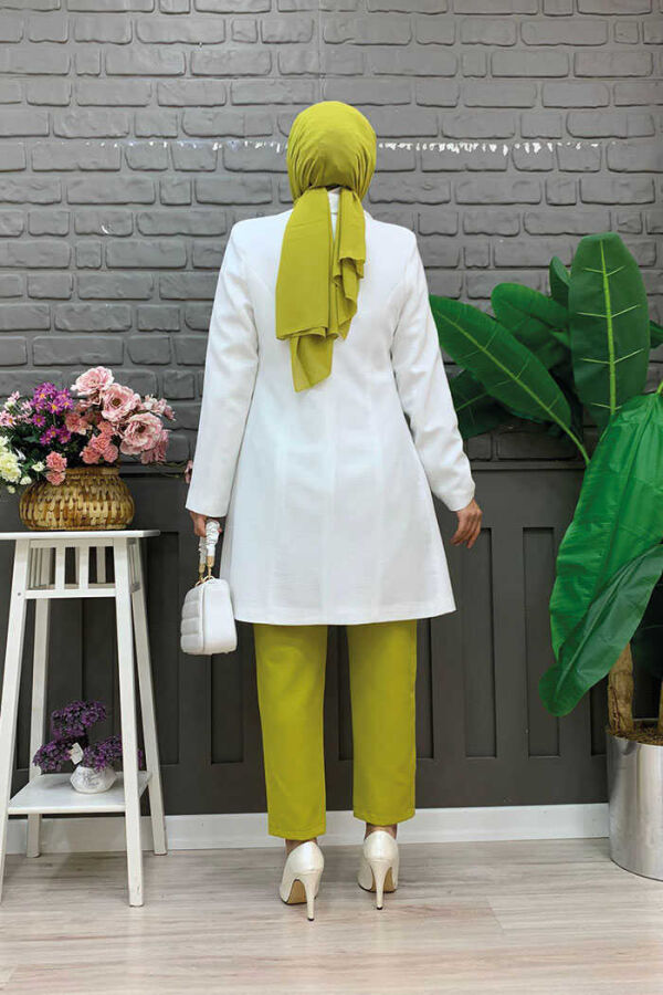 Pocket Look Front Button Detail Lined Jacket 7660 Ecru - 3