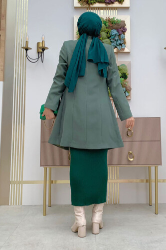 Gefütterte Jacke im Taschen-Look mit Knopfdetail vorne 7660 Mint - 7