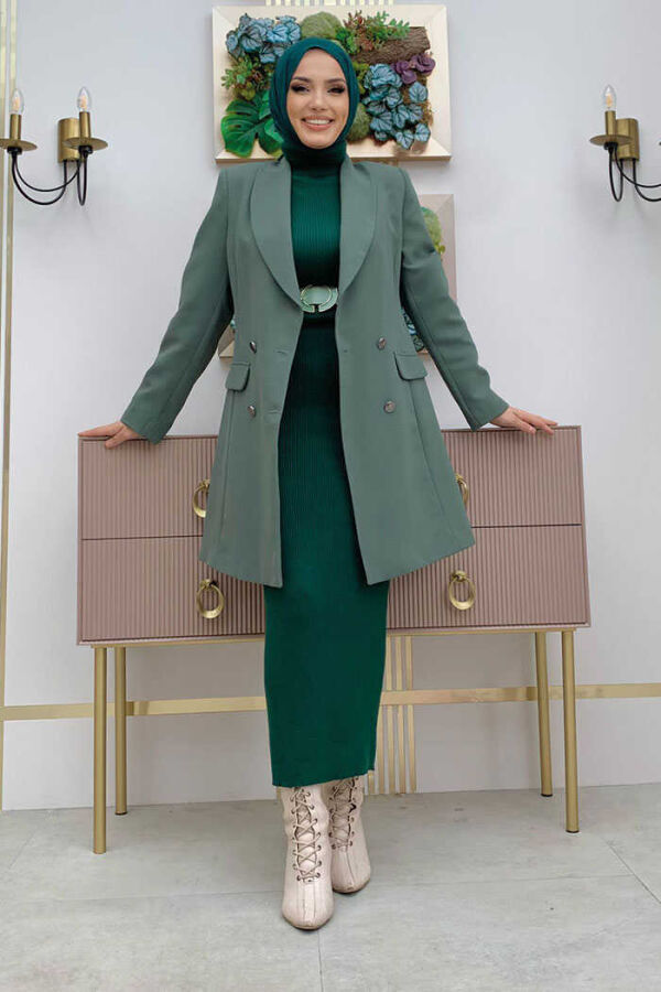 Куртка с подкладкой и пуговицами спереди Pocket Look 7660 Mint - 1