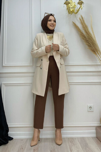 Куртка с подкладкой и пуговицами спереди Pocket Look 7660 Stone - 5