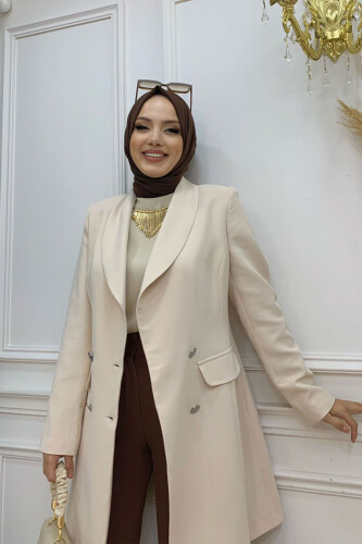 Куртка с подкладкой и пуговицами спереди Pocket Look 7660 Stone - 8