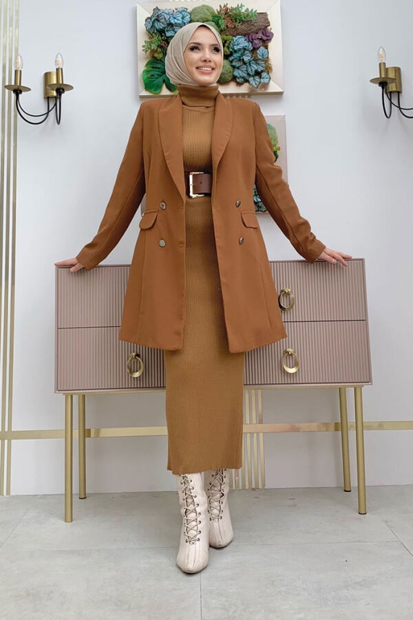 Куртка с подкладкой и пуговицами спереди Pocket Look 7660 Светло-коричневый - 5