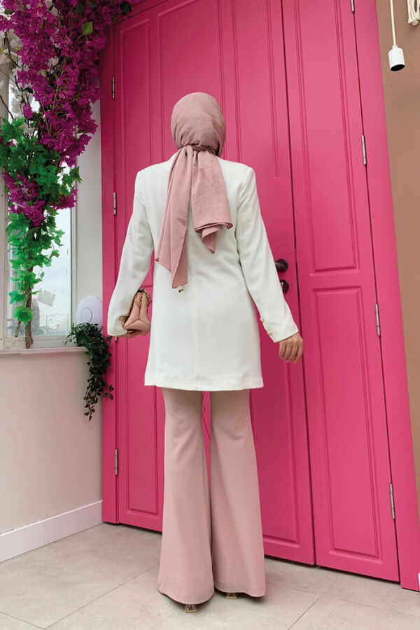 Button Look Lined Jacket 7665 Ecru - 7