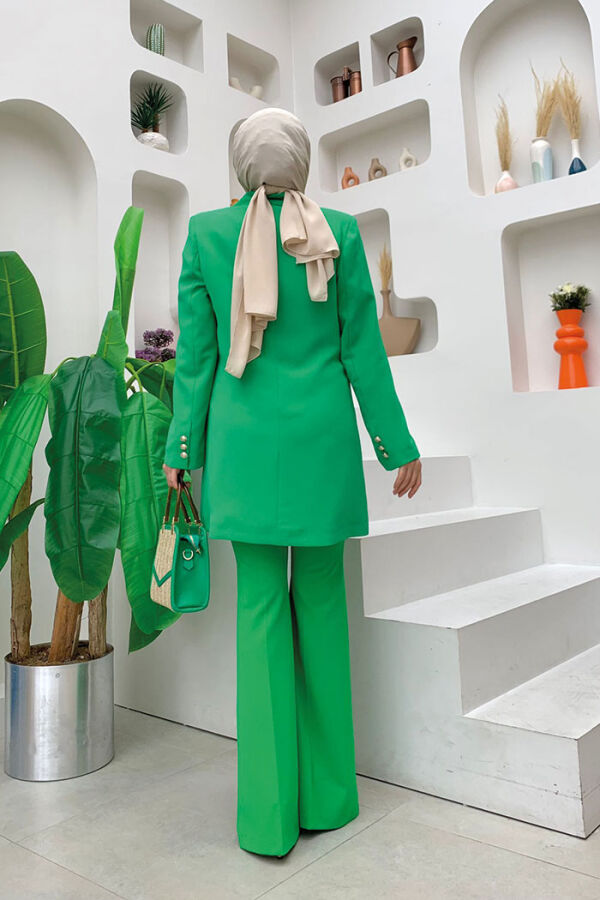 Button Look Lined Jacket 7665 Green - 7