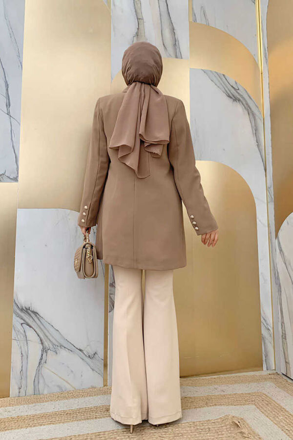 Button Look Lined Jacket 7665 Mink - 3