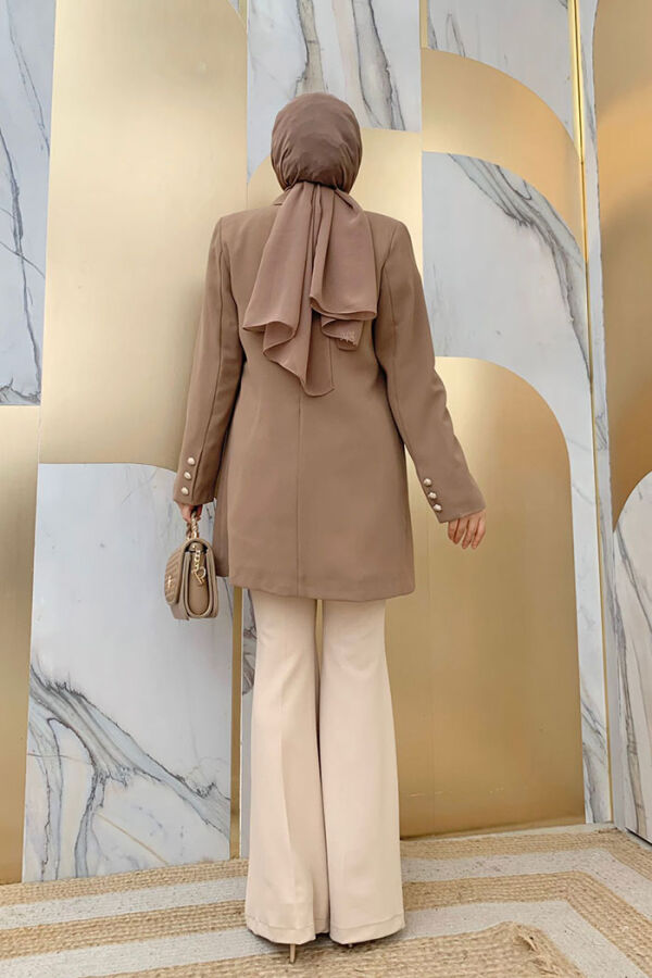Button Look Lined Jacket 7665 Mink - 7