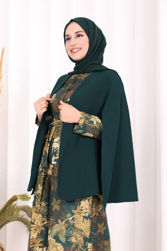 Куртка Cape Sleeve Look с прямой подкладкой 7666 Изумруд - 6