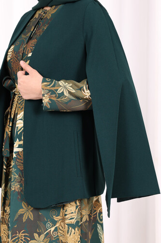 Куртка Cape Sleeve Look с прямой подкладкой 7666 Изумруд - 7