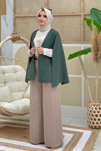 Cape Sleeve Look Straight Lined Jacket 7666 Mint 