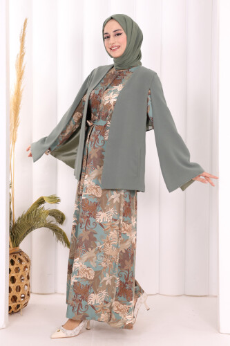 Cape Sleeve Look Straight Lined Jacket 7666 Mint - 4