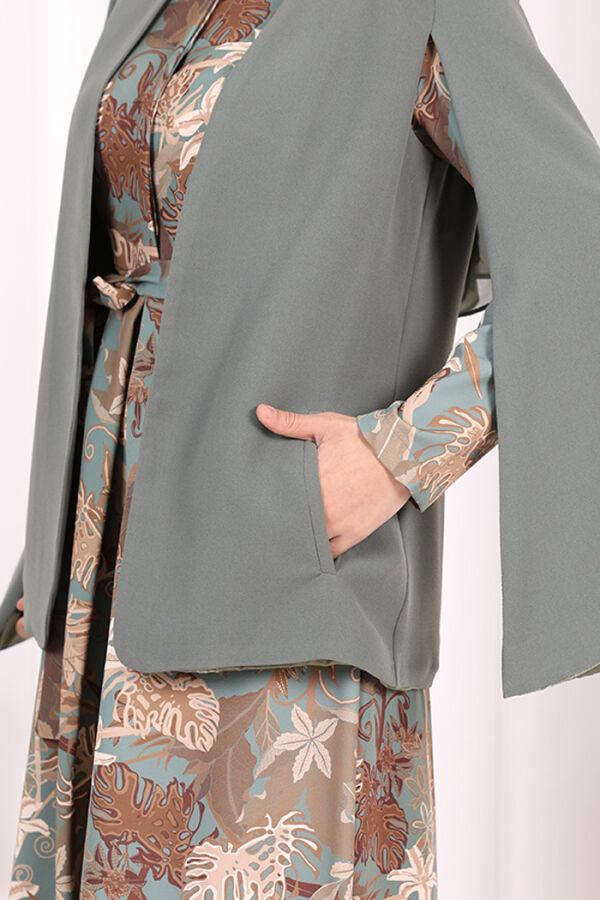 Cape Sleeve Look Straight Lined Jacket 7666 Mint - 7