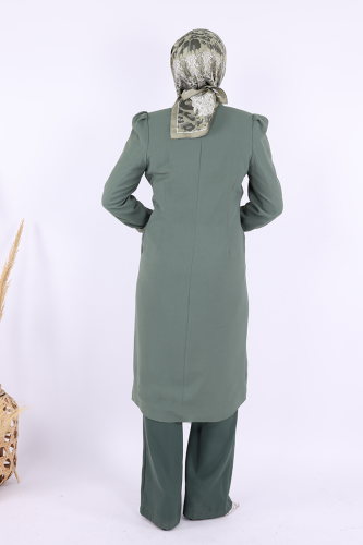 Yaka Detay Ön Düğmeli Yarım Boy Ceket 7693 Mint - 4