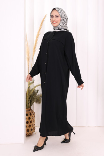 Back Chain Tassel Detail Button Down Bat Collar 7822 Black - 3
