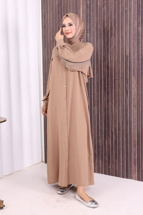 Back Chain Tassel Detail Button Down Воротник летучая мышь 7822 Норка - 2