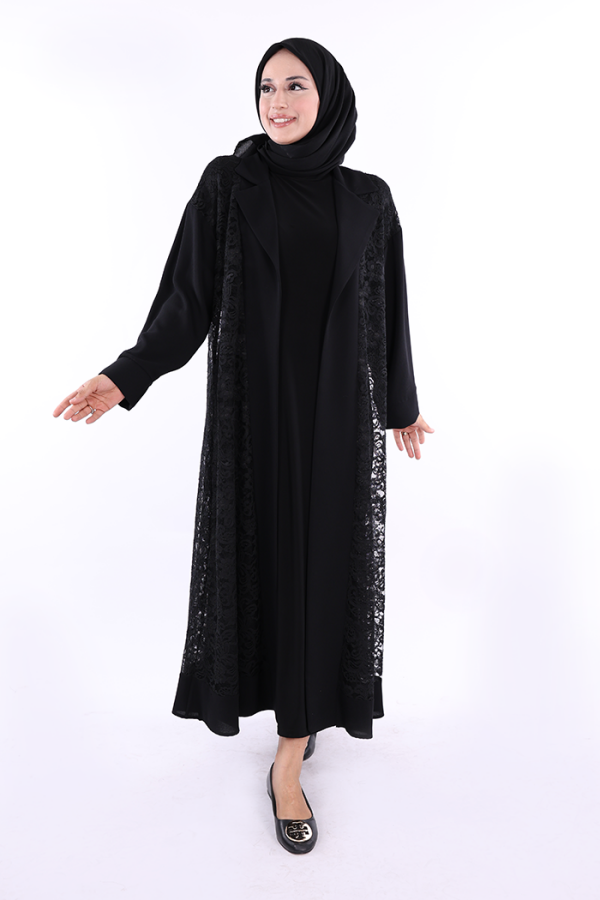 Кружевная гипюровая деталь с воротником Abaya 7830 Black - 5