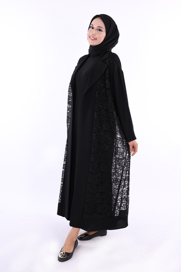 Кружевная гипюровая деталь с воротником Abaya 7830 Black - 6