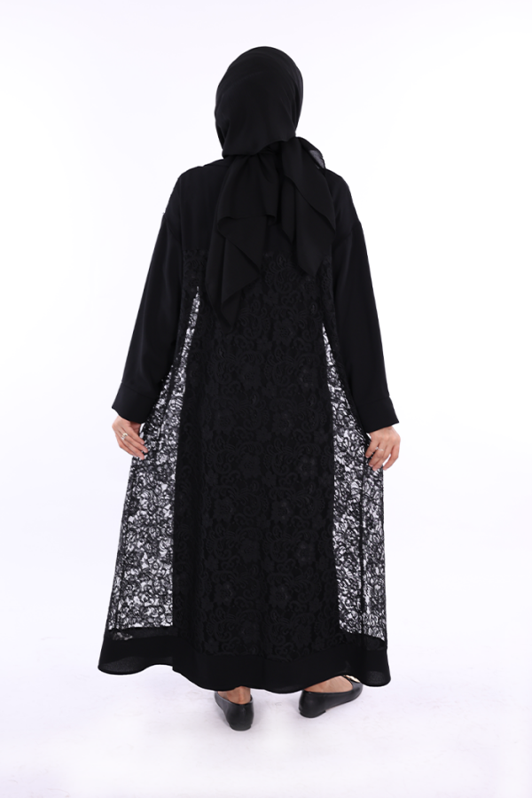 Кружевная гипюровая деталь с воротником Abaya 7830 Black - 7