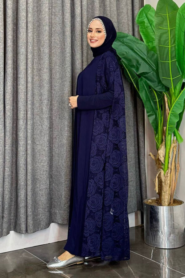 Dantel Abaya 7884 Lacivert - 3