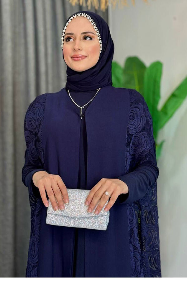 Dantel Abaya 7884 Lacivert - 4
