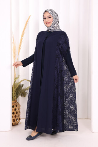 Dantel Abaya 7884 Lacivert - 2