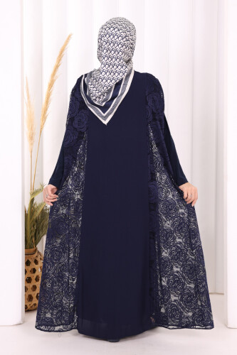 Dantel Abaya 7884 Lacivert - 3