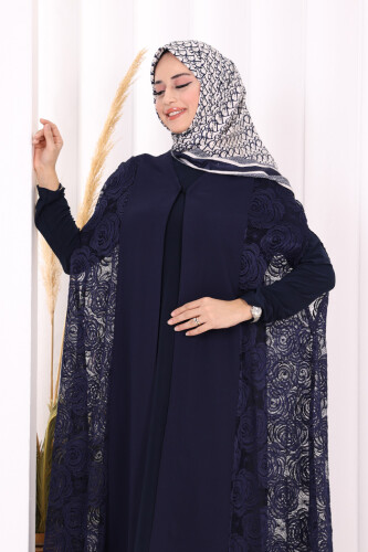 Dantel Abaya 7884 Lacivert - 4