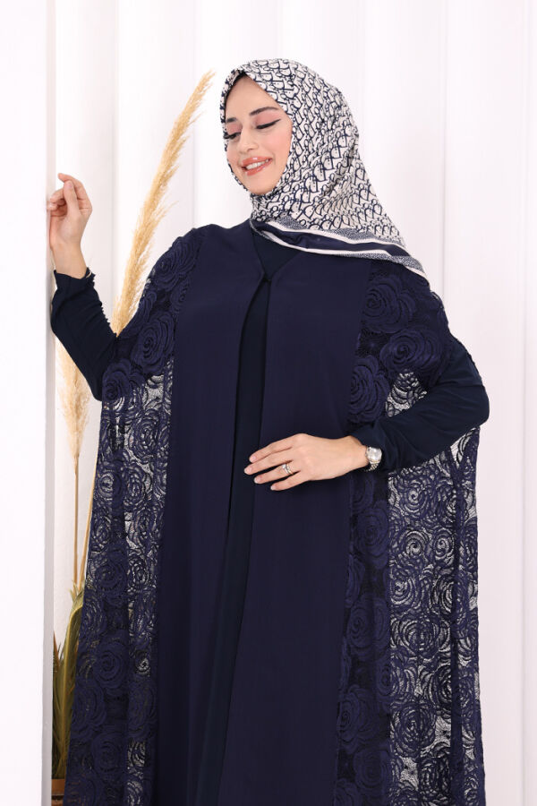 Dantel Abaya 7884 Lacivert - 4