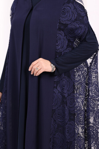 Dantel Abaya 7884 Lacivert - 5