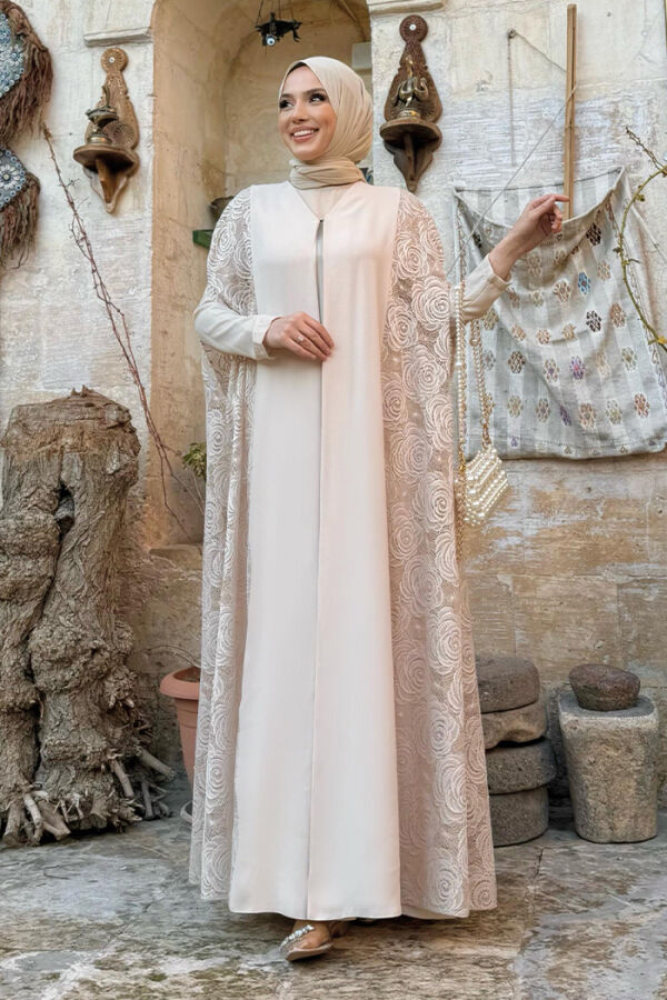 Dantel Abaya 7884 Taş - 7