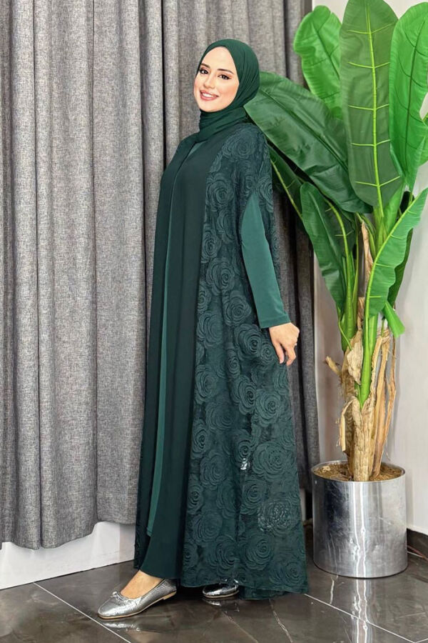 Dantel Abaya 7884 Zümrüt - 3