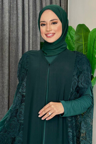 Dantel Abaya 7884 Zümrüt - 4