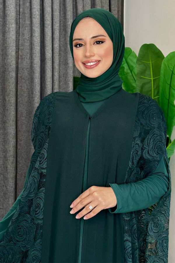 Dantel Abaya 7884 Zümrüt - 4