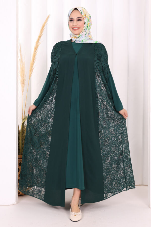 Dantel Abaya 7884 Zümrüt - 1