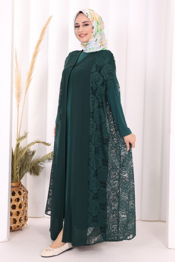 Dantel Abaya 7884 Zümrüt - 3