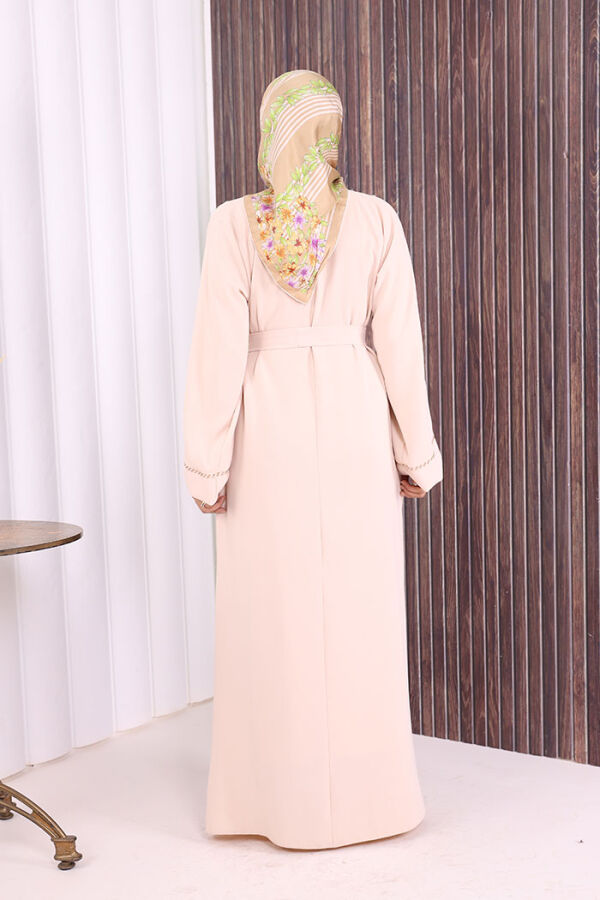 Boncuk İşlemeli Tam Boy Ferace 7894 Taş - 3