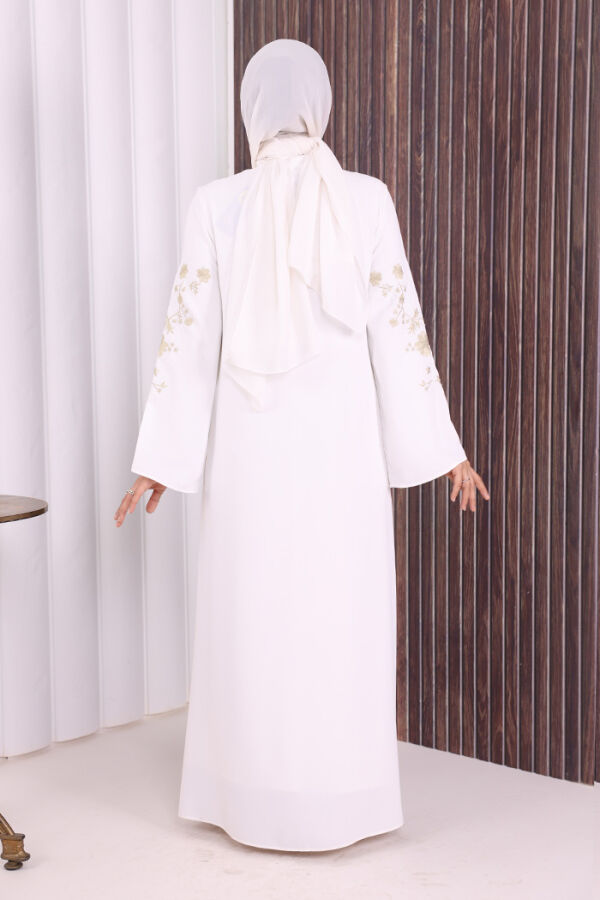 Nakış İşleme Detaylı Ferace 7895 Ekru - 4