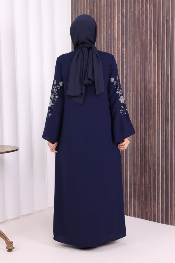 Nakış İşleme Detaylı Ferace 7895 Lacivert - 5