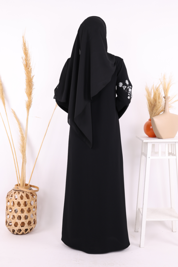 Nakış İşleme Detaylı Ferace 7895 Siyah - 3