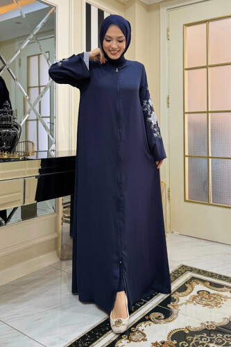 Çift Taraflı Çift Renk Ferace 7897 Lacivert - Bym Fashion