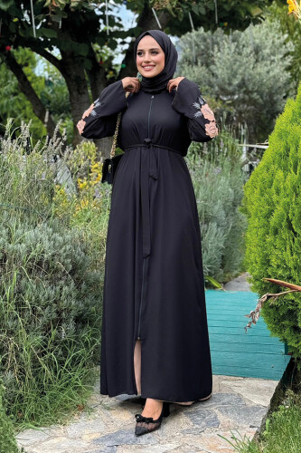 Çift Taraflı Çift Renk Ferace 7897 Siyah - Bym Fashion