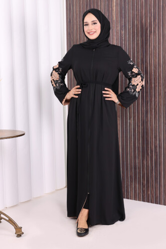 Çift Taraflı Çift Renk Ferace 7897 Siyah - Bym Fashion