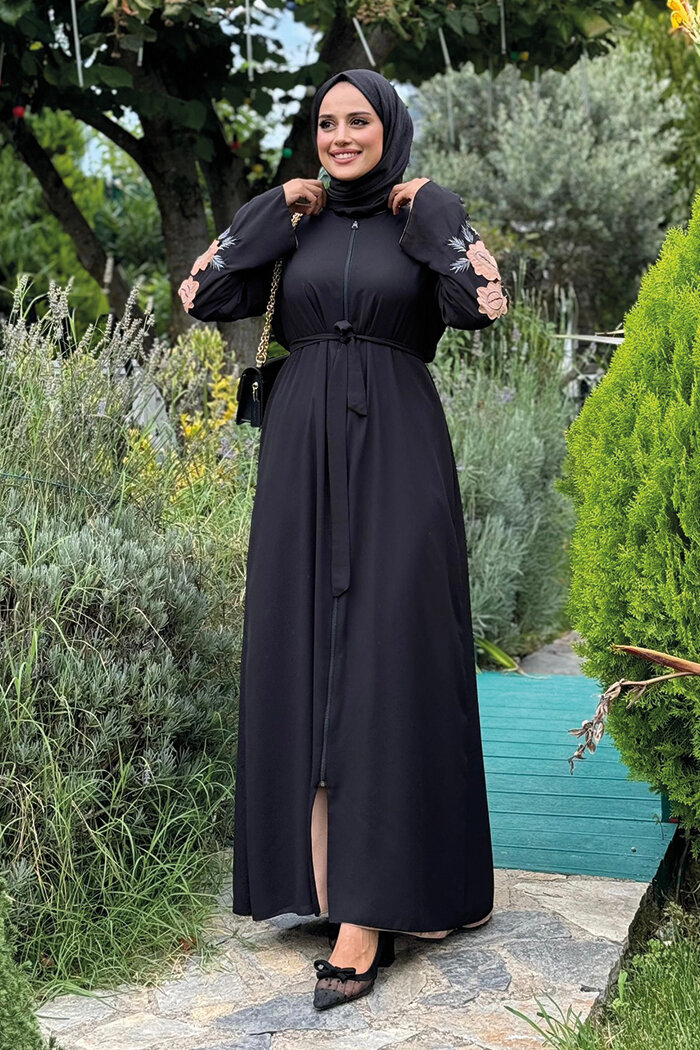 Çift Taraflı Çift Renk Ferace 7897 Siyah - 7