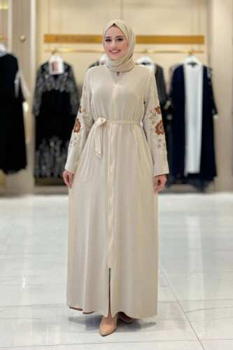 Çift Taraflı Çift Renk Ferace 7897 Taş - Bym Fashion