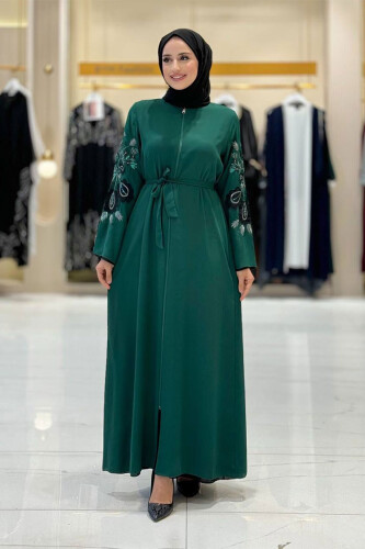 Çift Taraflı Çift Renk Ferace 7897 Zümrüt - Bym Fashion