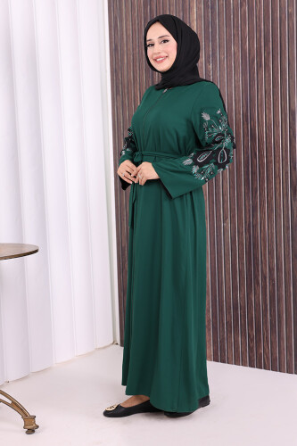 Çift Taraflı Çift Renk Ferace 7897 Zümrüt - 2