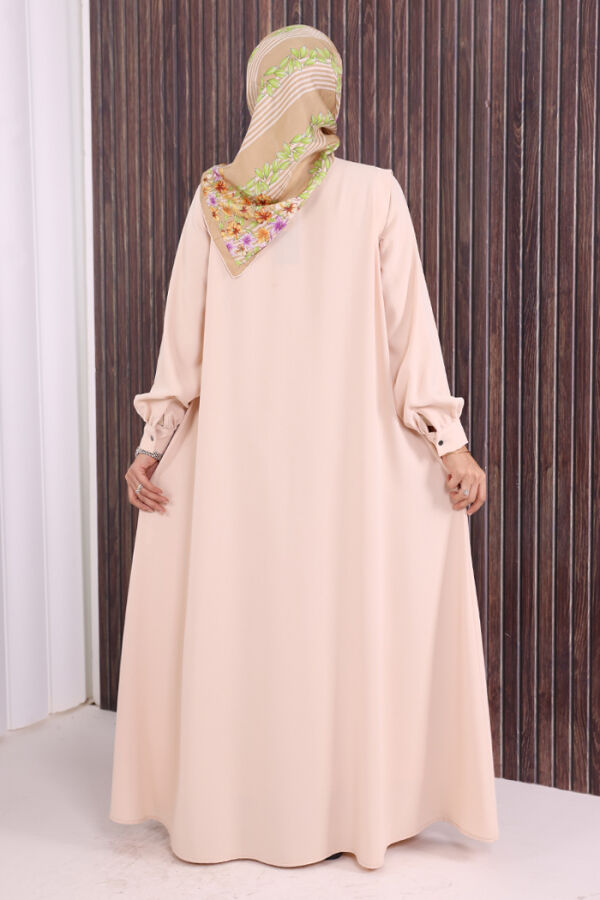 Boydan Düğmeli Taş İşleme Detaylı Ferace 7903 Taş - 4