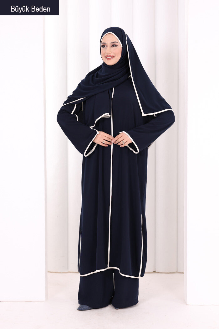 8001-1 Biyeli Pantolonlu Tunik Takım  Şal Lacivert