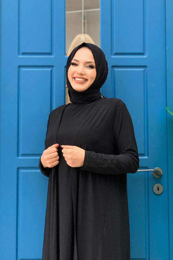 Комплект Chiffon Ruffle Look Abaya Trio 8411 Черный - 8
