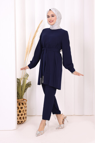 Püskül Detaylı Tunikli Pantolon İkili Takım 8424 Lacivert - 3